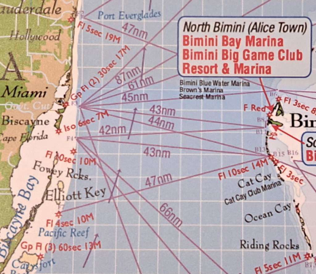 Map of South Florida to Bimini